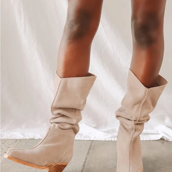 Free People Pink Suede Knee High Boot - Picture 2 of 6